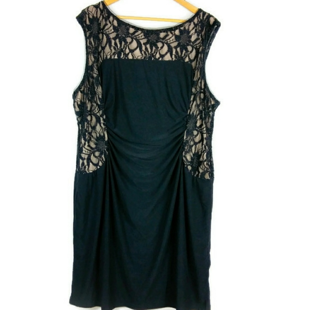 Avenue Black Dress Twinkle Lace over Nude Stretch - Picture 2 of 3